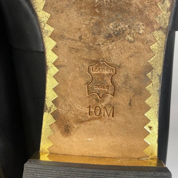 Tory Burch Sidney backless loafers black leather gold-tone heel/logo buckle sz10 - Picture 11 of 14